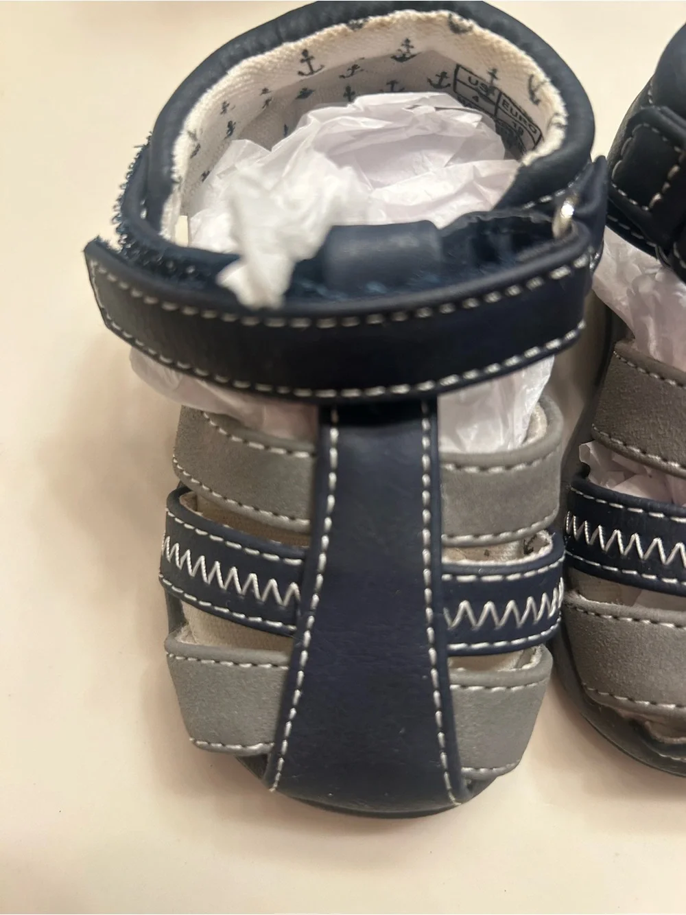 NWOT-Born Primitive Navy and Gray Baby Walker Sandals